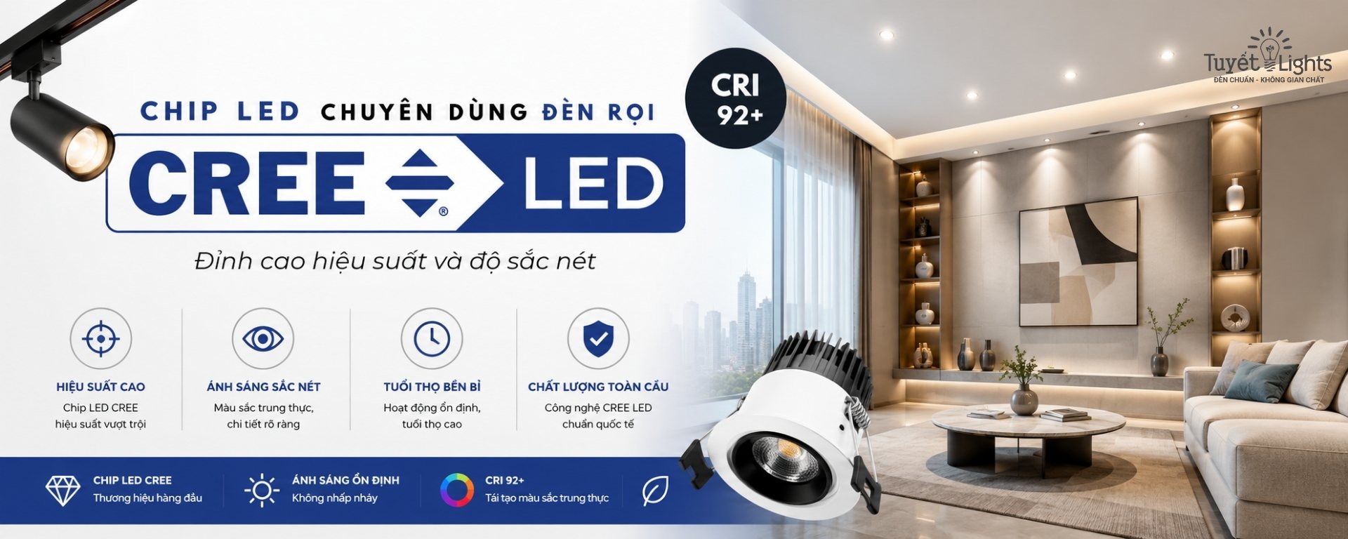 Đèn Rọi "Chuẩn" Kiến Trúc - đèn âm trần spotlight cao cấp chip led Cree